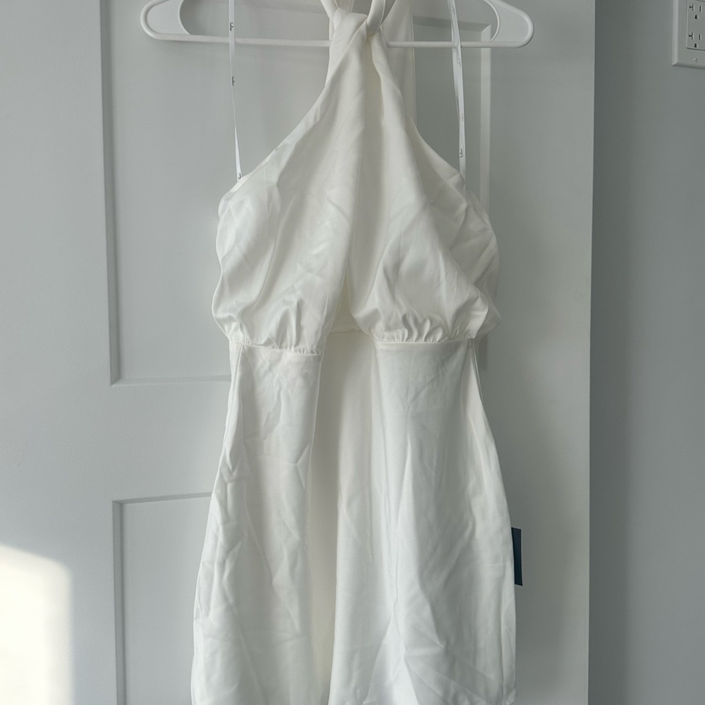 Elegant White Halter Dress